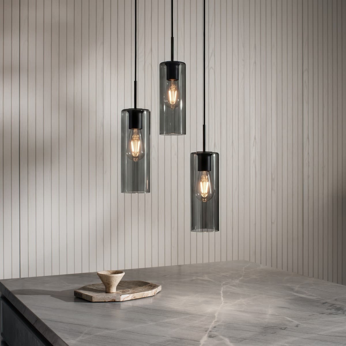 Form 1 Light Pendant in Black with Smoke Glass-img-2