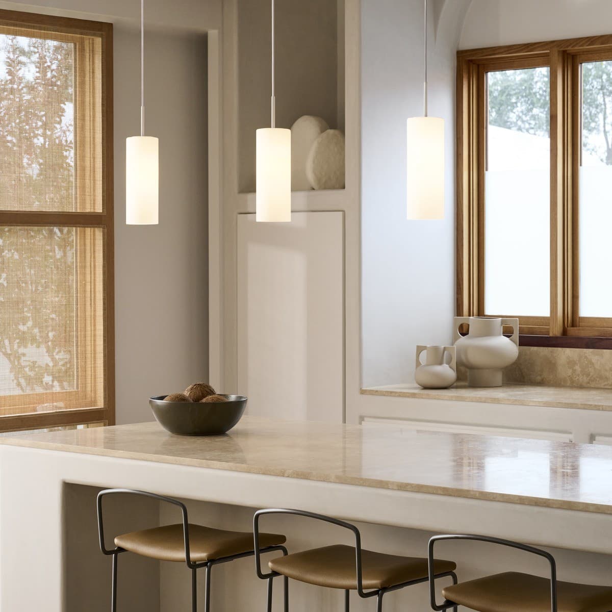 Form 3 Light Bar Pendant in White with Frosted Opal Glass