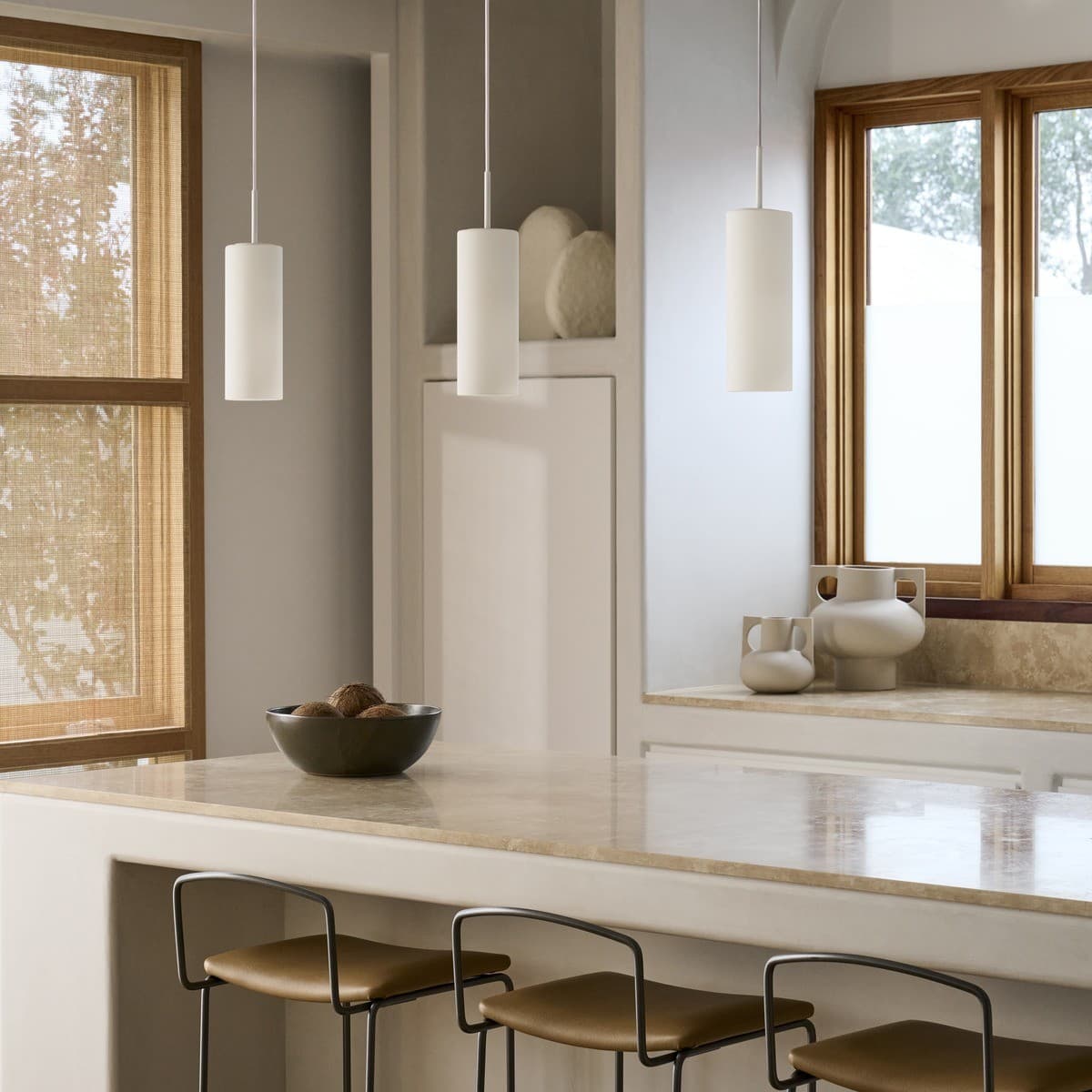 Form 3 Light Bar Pendant in White with Frosted Opal Glass