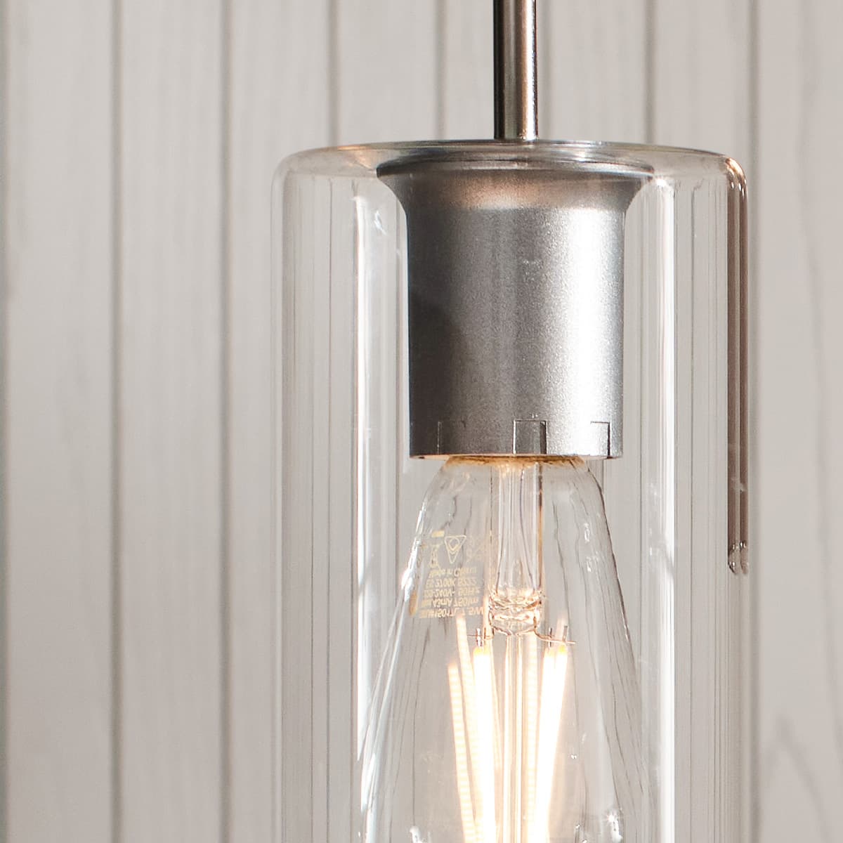 Form 1 Light Pendant in Brushed Chrome with Clear Glass
