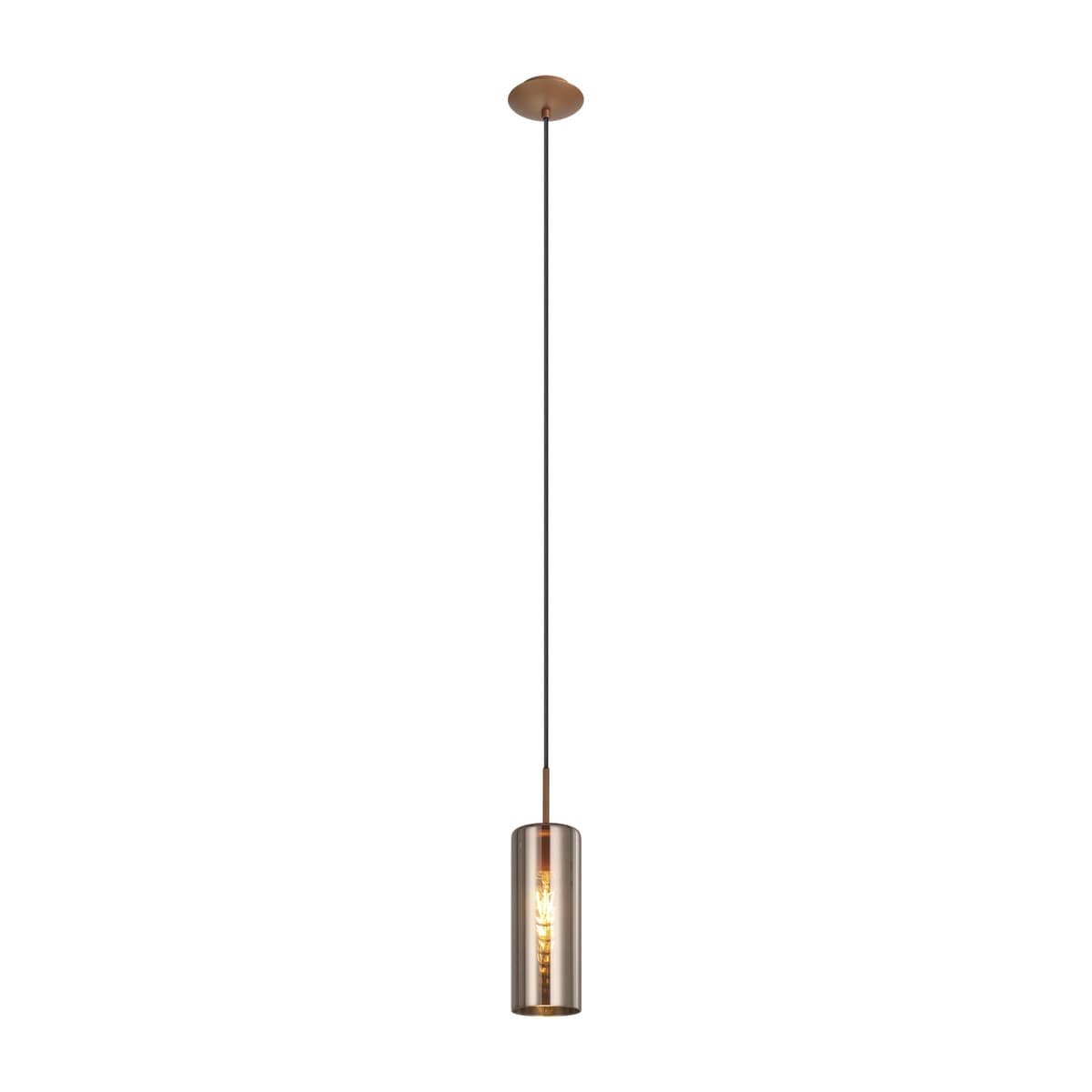 Form 1 Light Pendant in Copper with Rose Glass