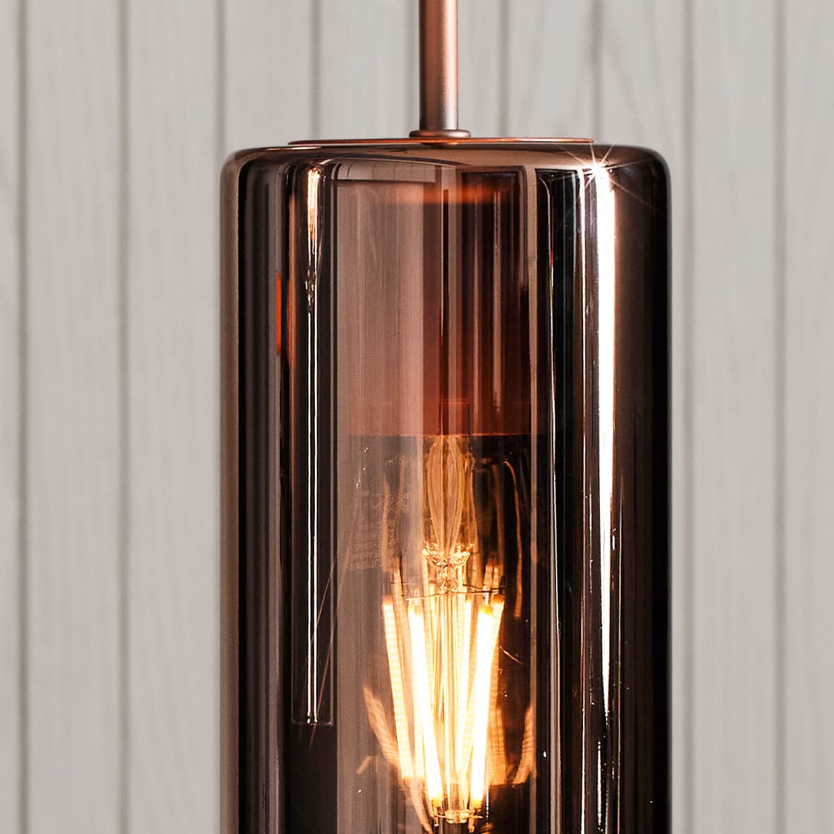 Form 1 Light Pendant in Copper with Rose Glass