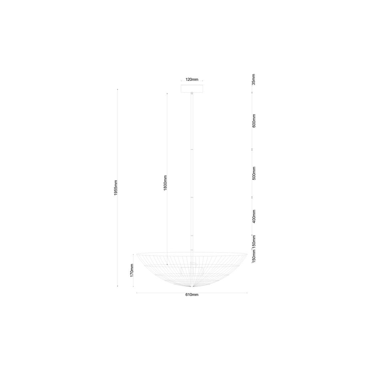 Herman 3 Light 600mm Dome Pendant Uplighter in White-img-2