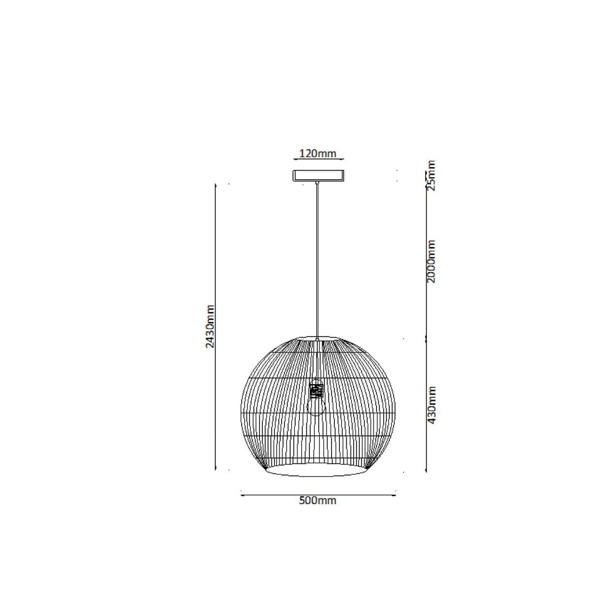 Herman 1 Light 500mm Round Pendant in Natural-img-2