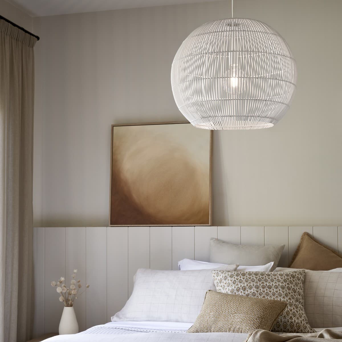Herman 1 Light 500mm Round Pendant in White-img-3