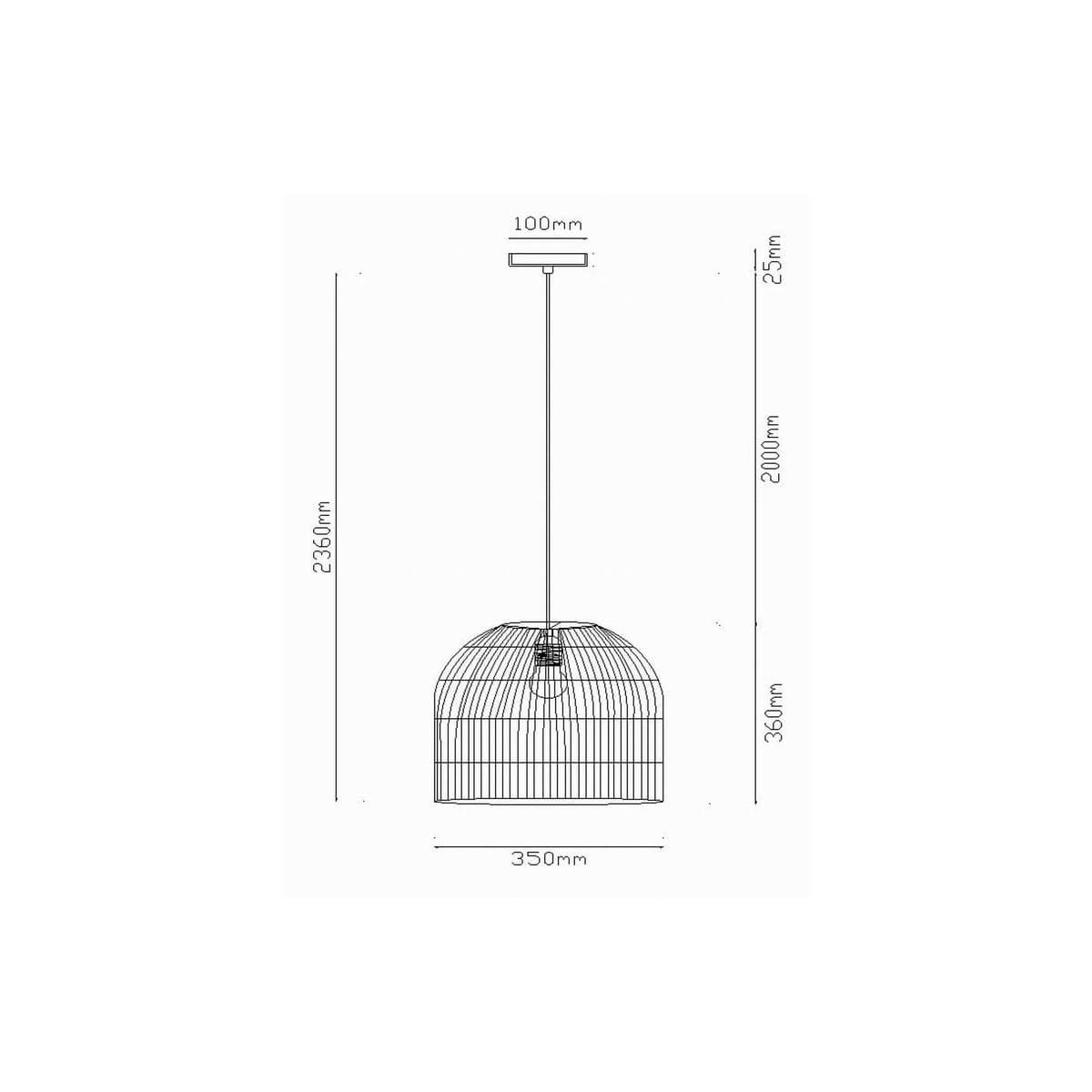 Herman 1 Light 350mm Tall Pendant in White-img-2