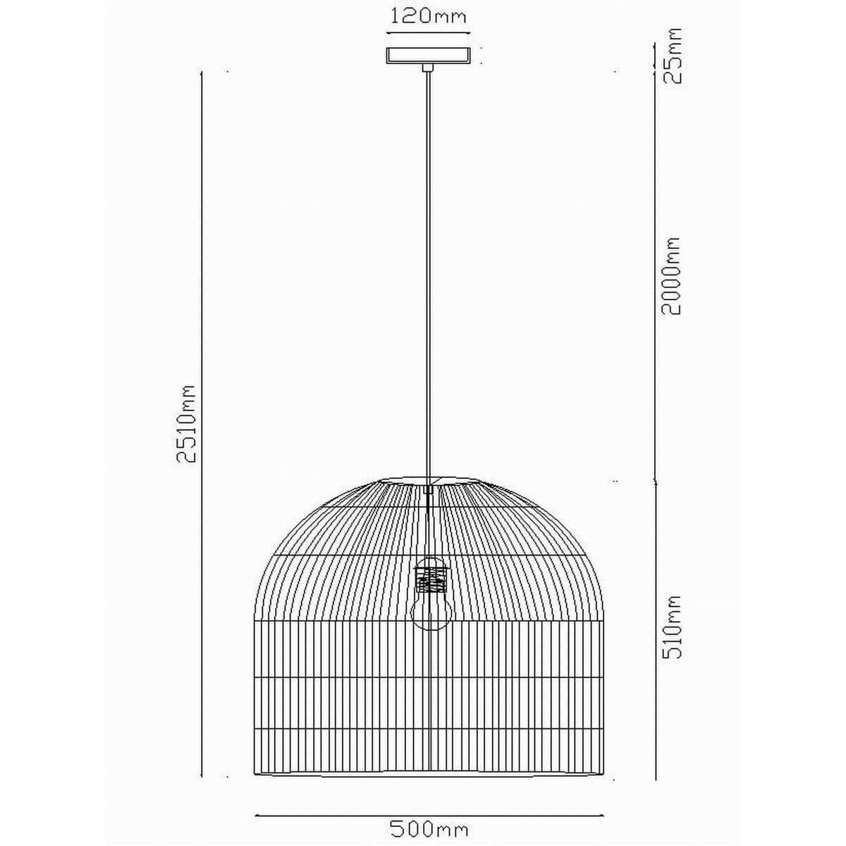 Herman 1 Light 500mm Tall Pendant in White-img-2