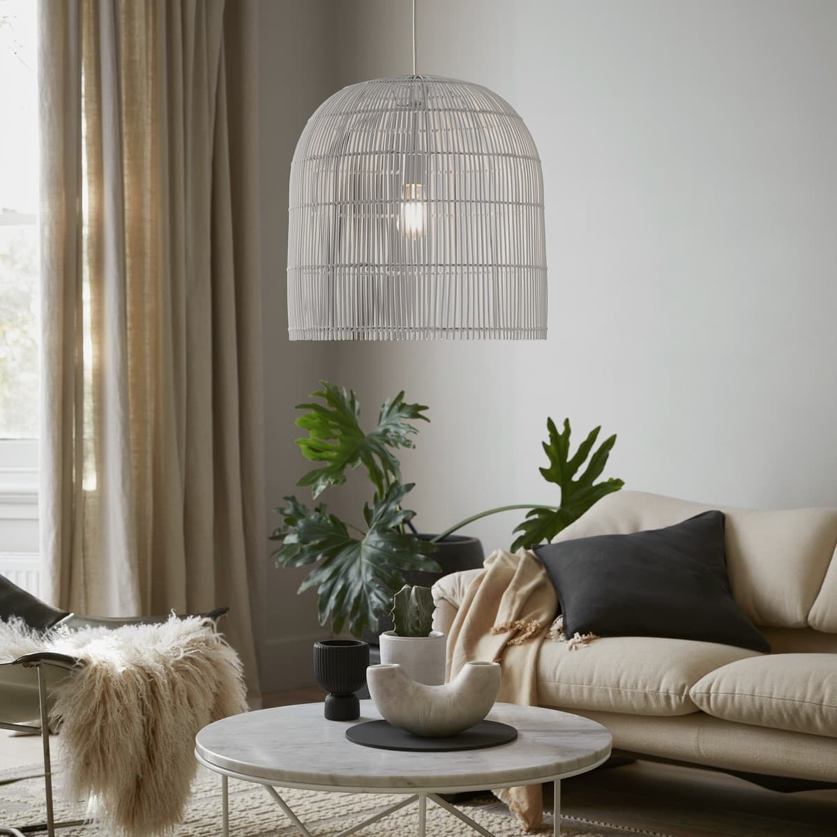 Herman 1 Light 500mm Tall Pendant in White-img-3