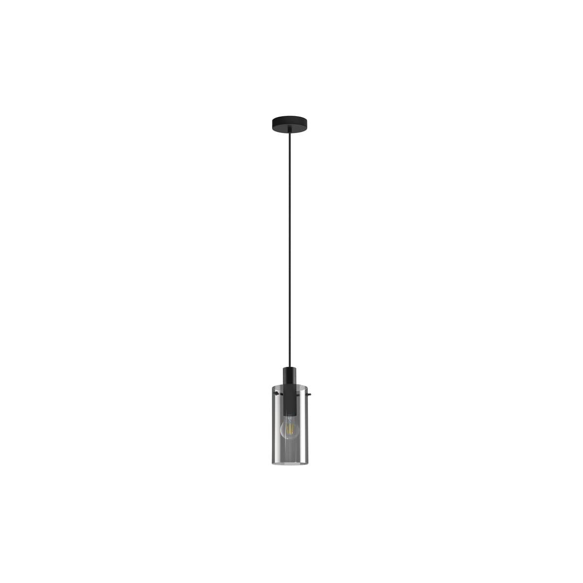 Lamode 1 Light Pendant in Black with Smoke Glass-img-1