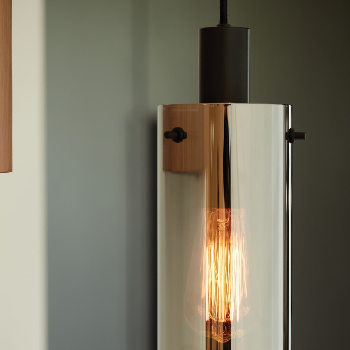 Lamode 1 Light Pendant in Black with Smoke Glass-img-3