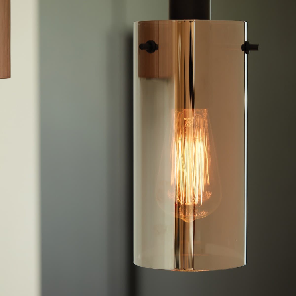 Lamode 1 Light Pendant in Black with Smoke Glass-img-4