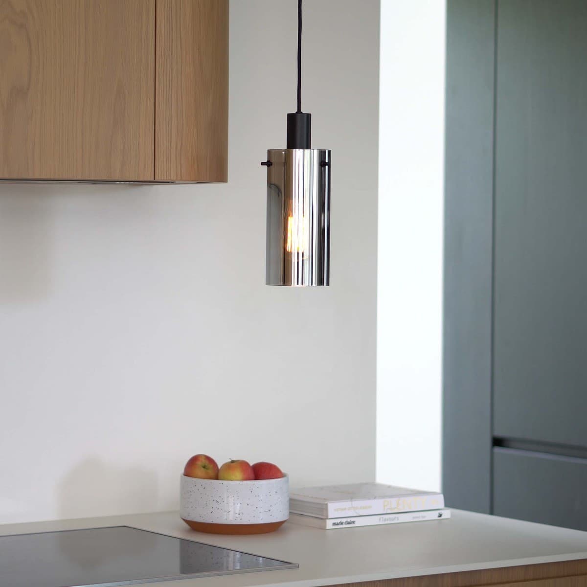 Lamode 1 Light Pendant in Black with Smoke Glass-img-5