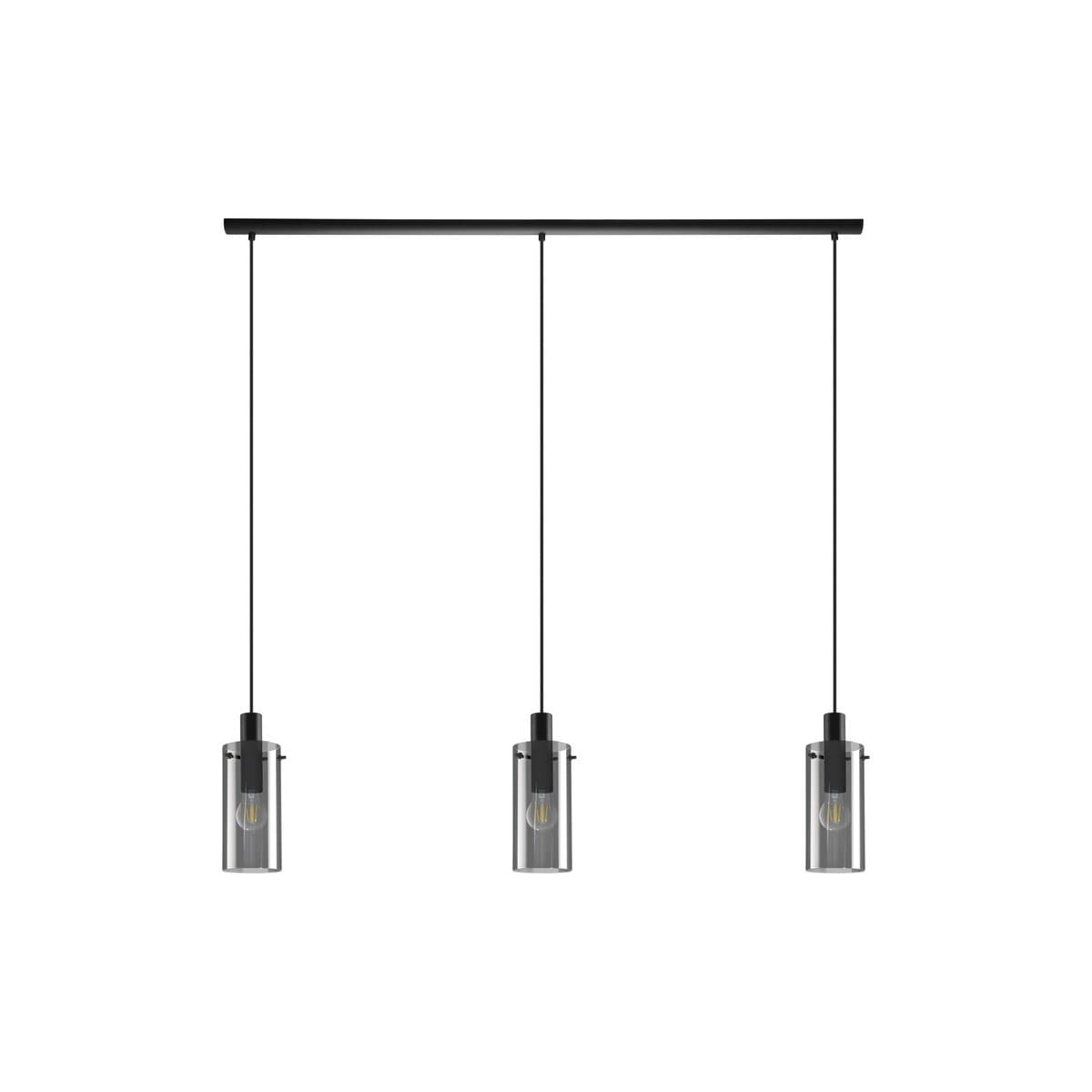 Lamode 3 Light Pendant in Black with Smoke Glass-img-1