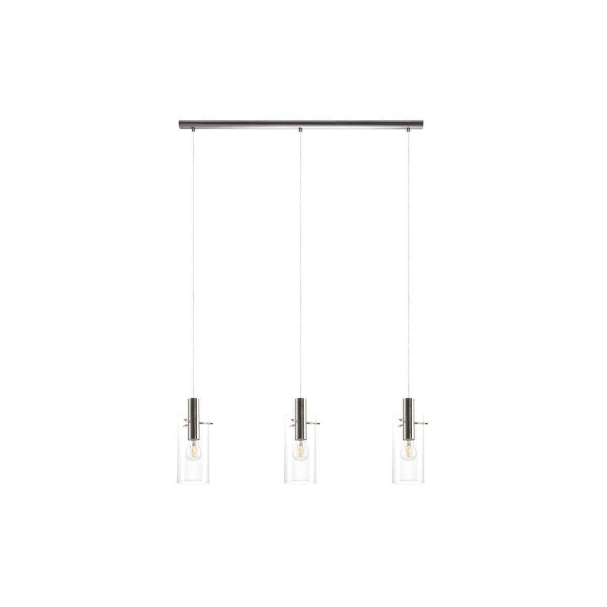 Lamode 3 Light Pendant in Brushed Chrome with Clear Glass-img-1