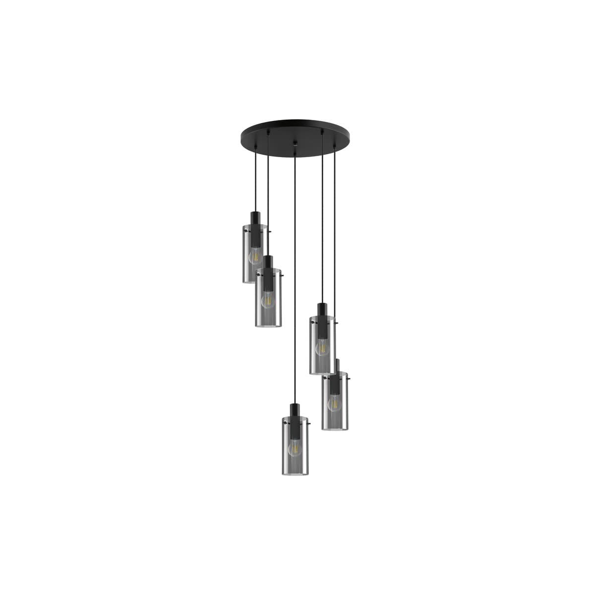 Lamode 5 Light Pendant in Black with Smoke Glass-img-1