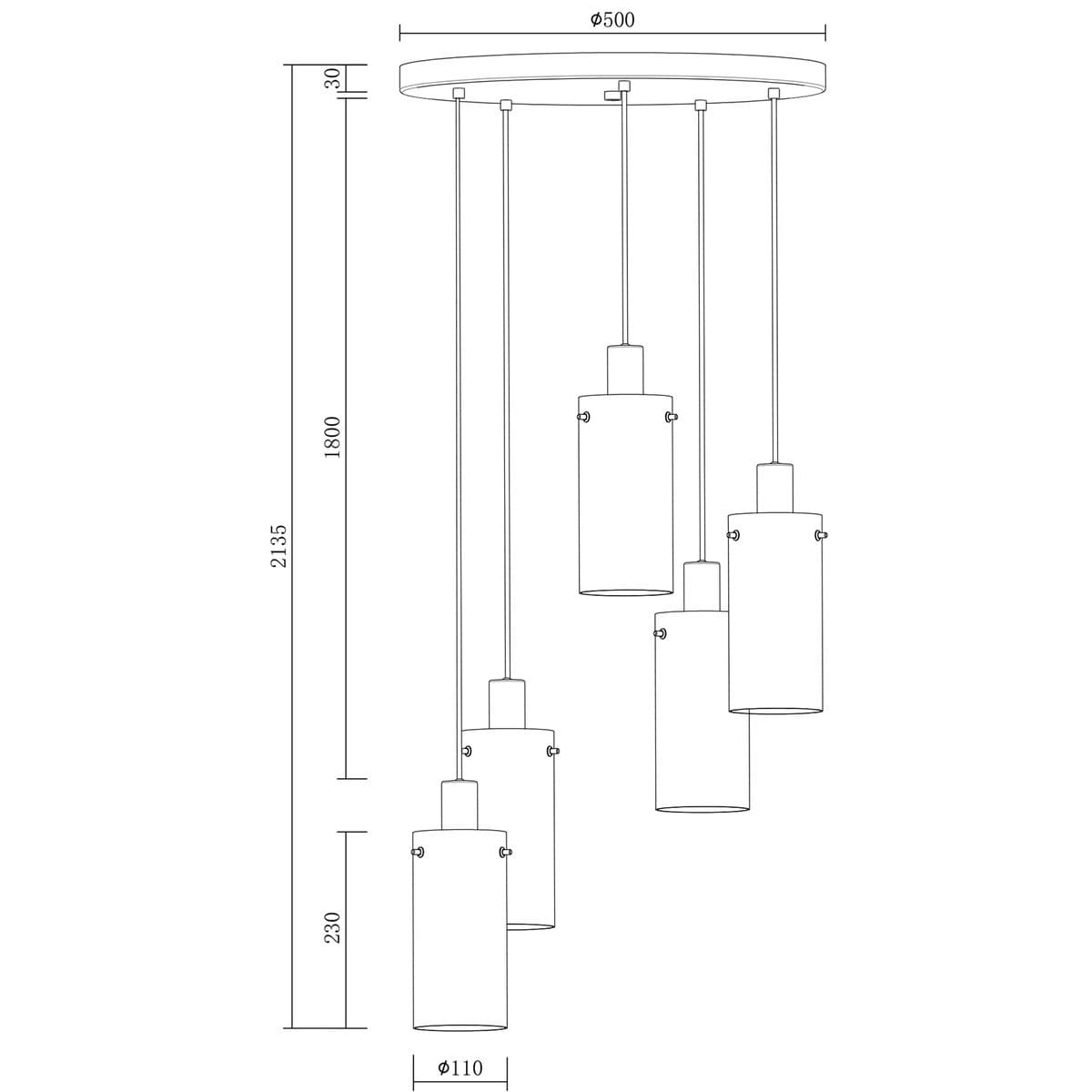 Lamode 5 Light Pendant in Brushed Chrome with Clear Glass-img-2