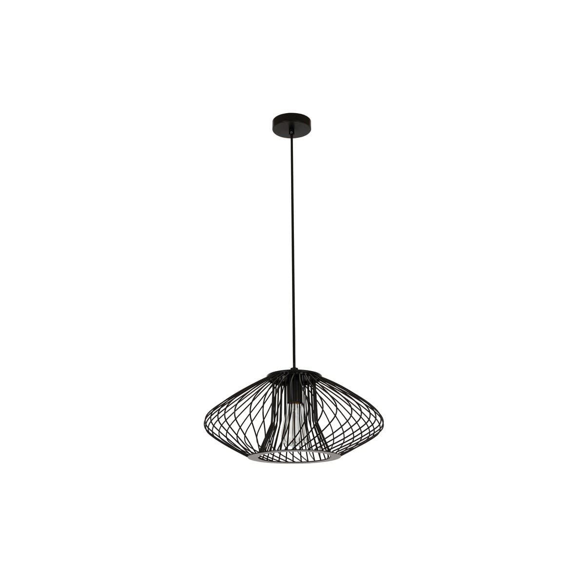Pheonix 1 Light Small Squat Pendant in Black-img-1