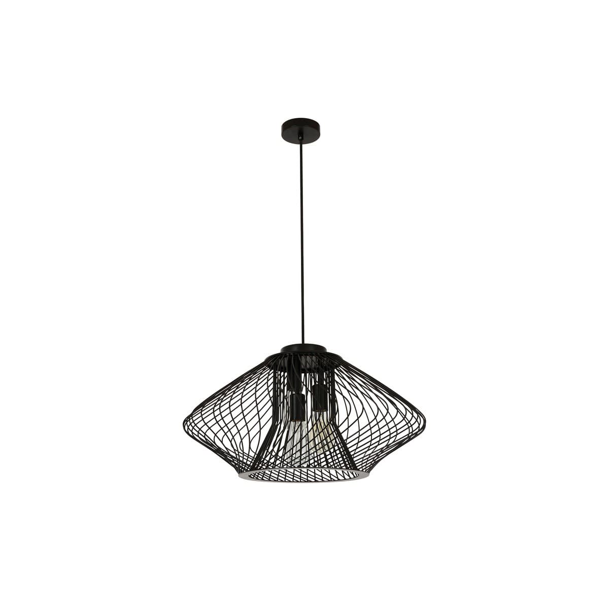 Pheonix 3 Light Large Squat Pendant in Black-img-1