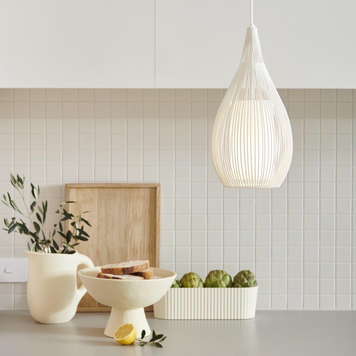 Solis 1 Light Small Pendant in White with Frosted Opal Glass-img-3