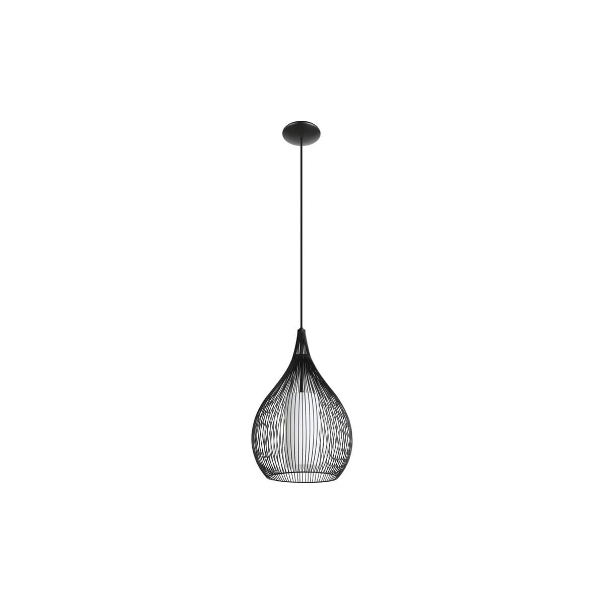 Solis 1 Light Large Pendant in Black with Frosted Opal Glass-img-1