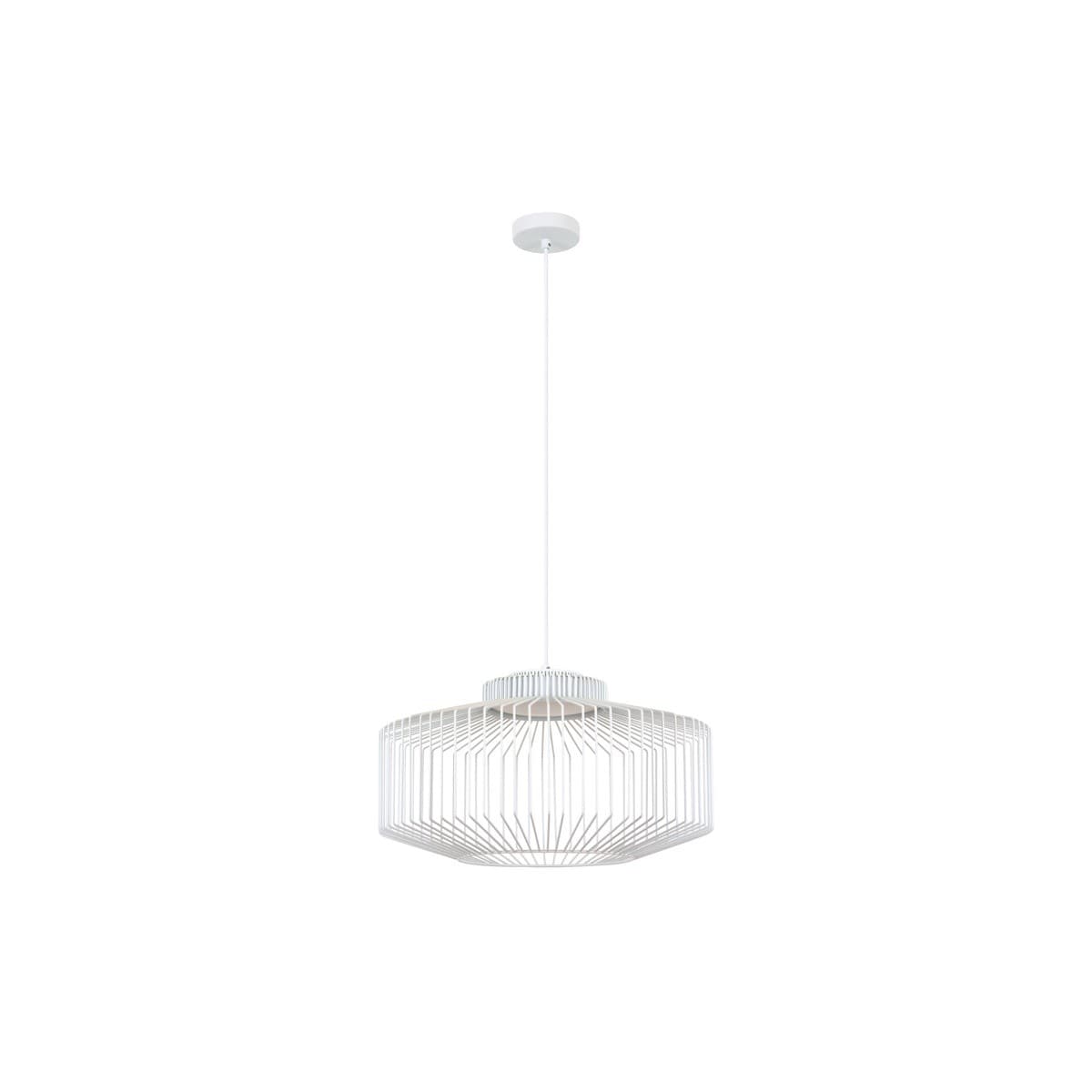 Akira 1 Light Squat Pendant with Metal Wire Shade in White