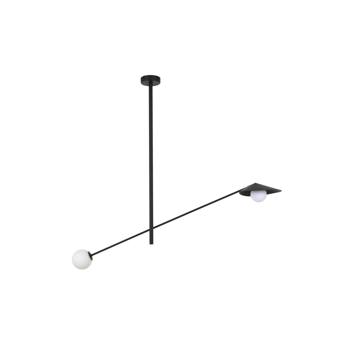 Quill 2 Light Pendant in Matte Black with Frosted Opal Glass