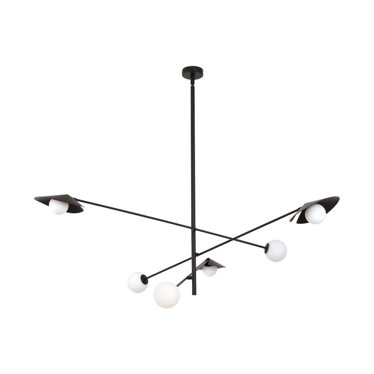 Quill 6 Light Pendant in Matte Black with Frosted Opal Glass-img-1