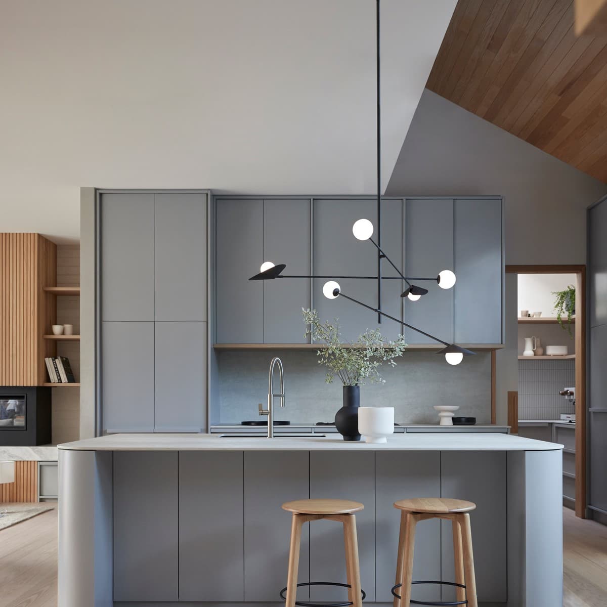 Quill 6 Light Pendant in Matte Black with Frosted Opal Glass-img-2