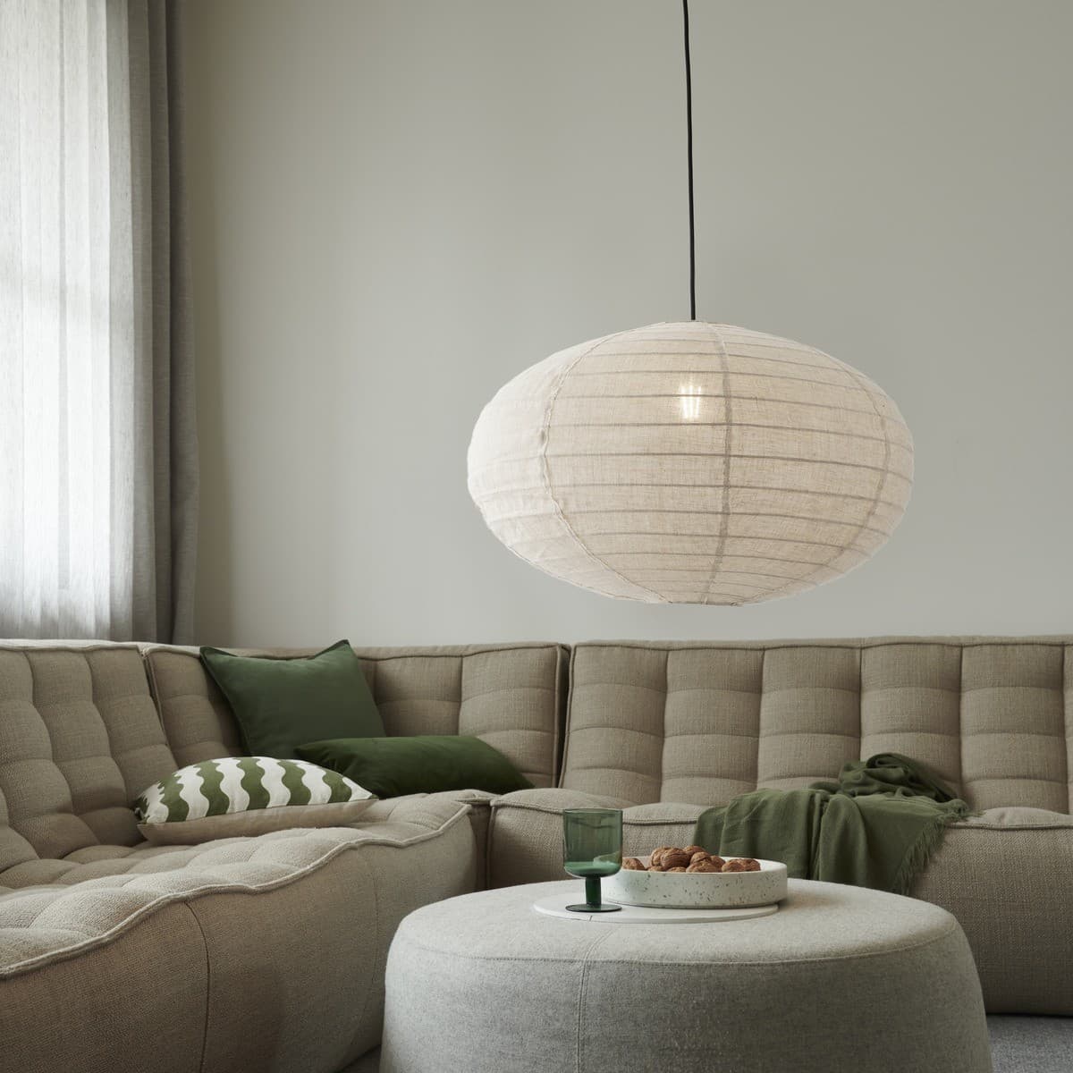 Tamarind 600mm Oval Handcrafted Linen Shade Only in Ivory-img-2