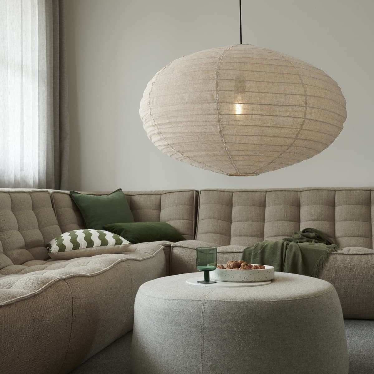 Tamarind 800mm Oval Handcrafted Linen Shade Only in Natural-img-2