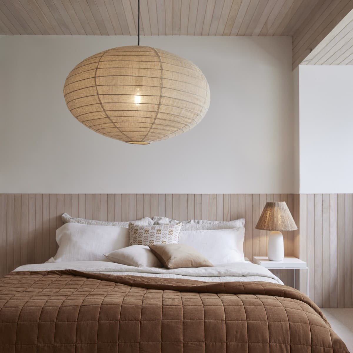Tamarind 800mm Oval Handcrafted Linen Shade Only in Natural-img-4