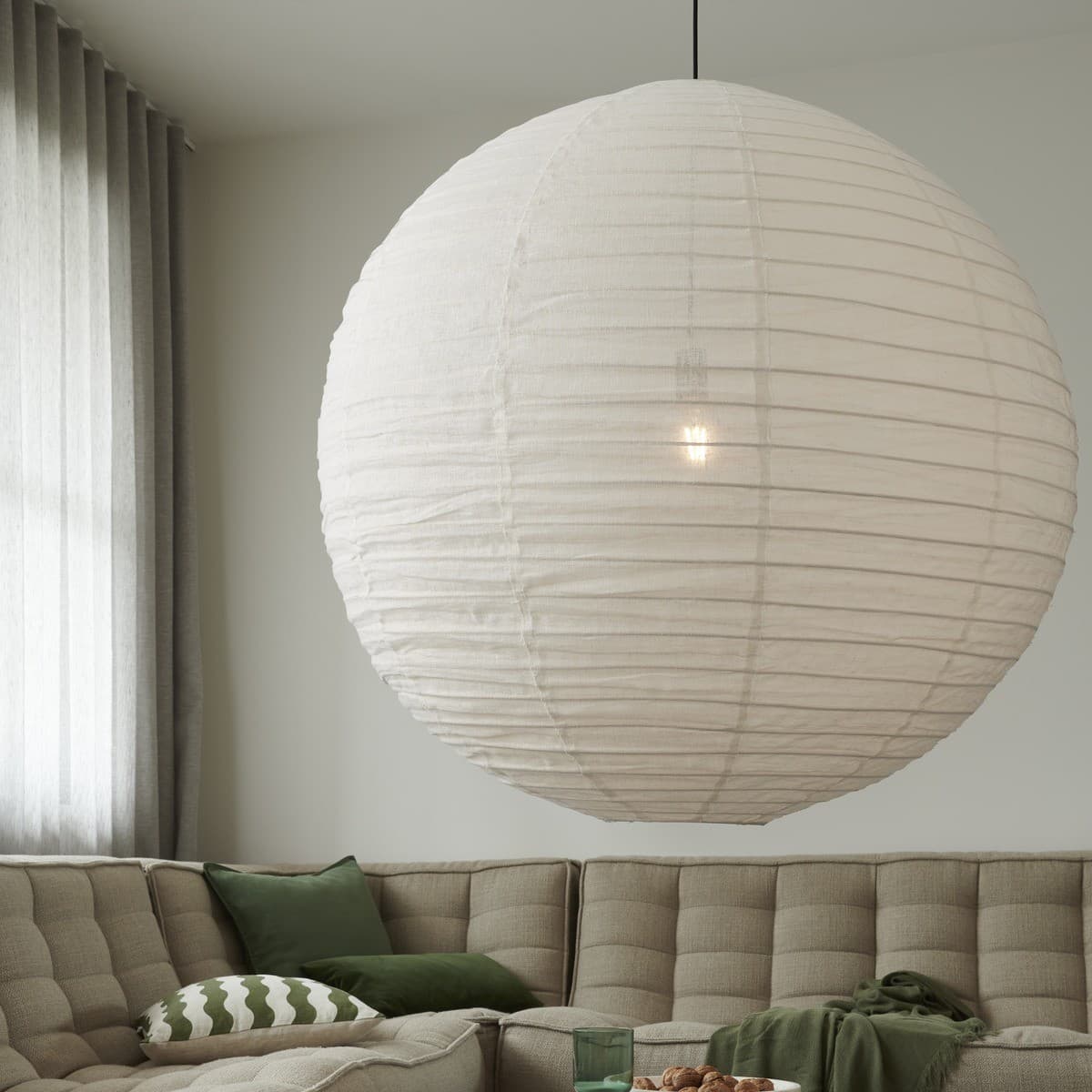Tamarind 1000mm Round Handcrafted Linen Shade Only in Ivory-img-2