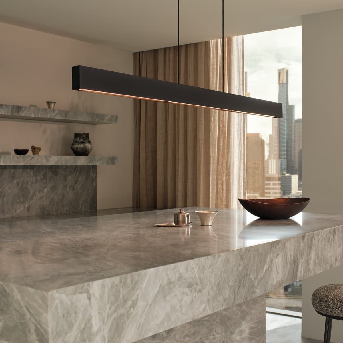 Palo 1.6m 3 Light S14d Linear Pendant in Matte Black-img-3