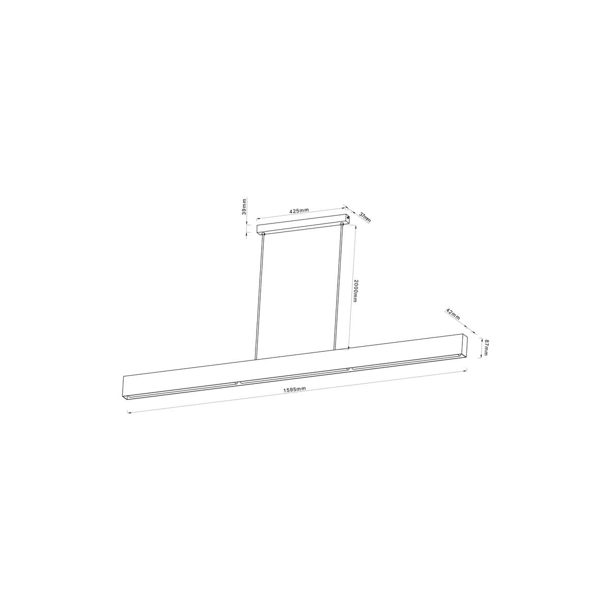 Palo 1.6m 3 Light S14d Linear Pendant in Chalk White