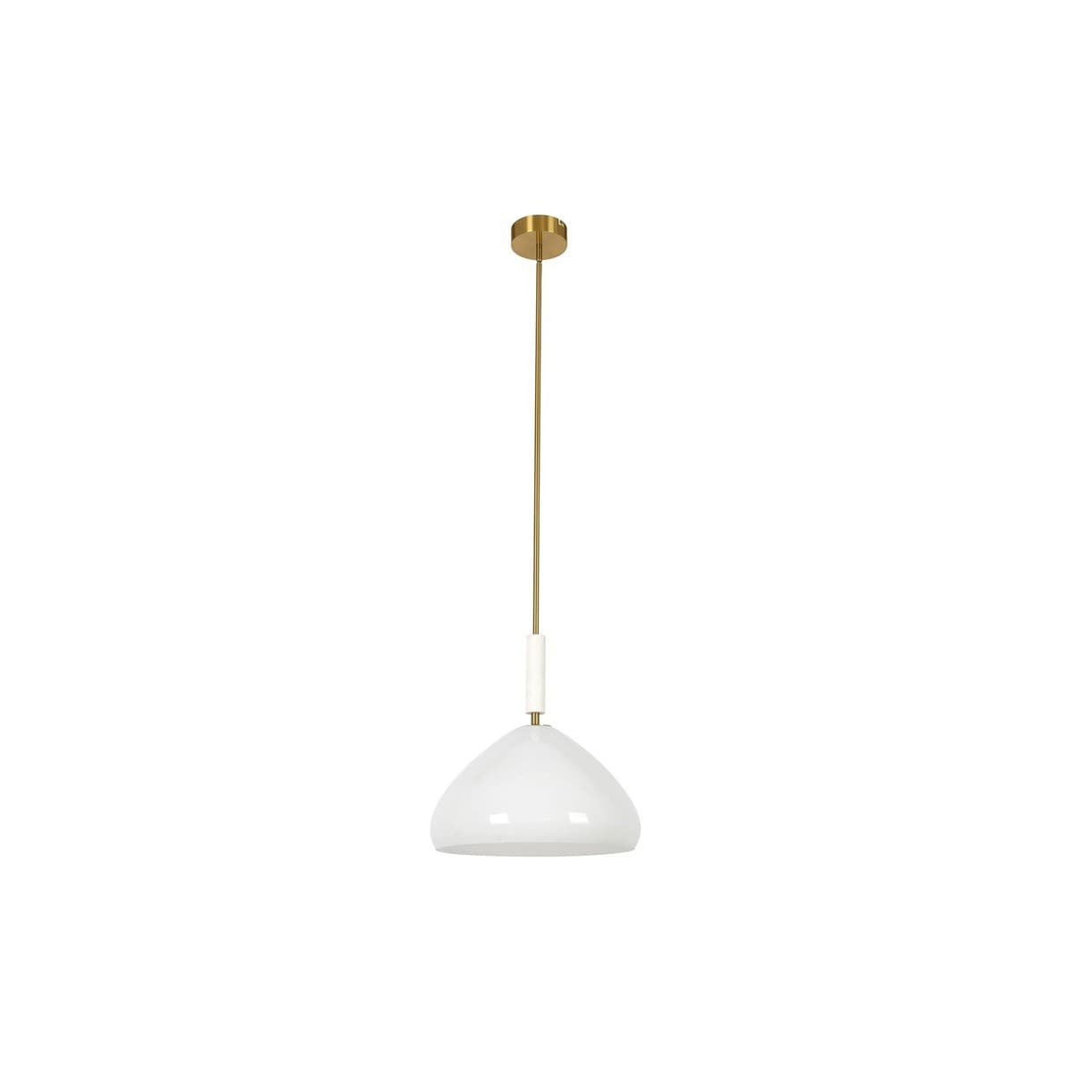 Merci 1 Light Medium Pendant in Opal Glass with Aged Brass and White Marble Detail-img-1