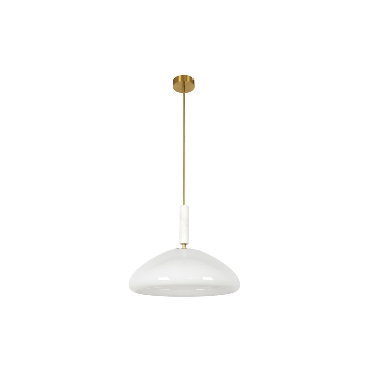 Merci 3 Light Large Pendant in Opal Glass with Aged Brass and White Marble Detail-img-1