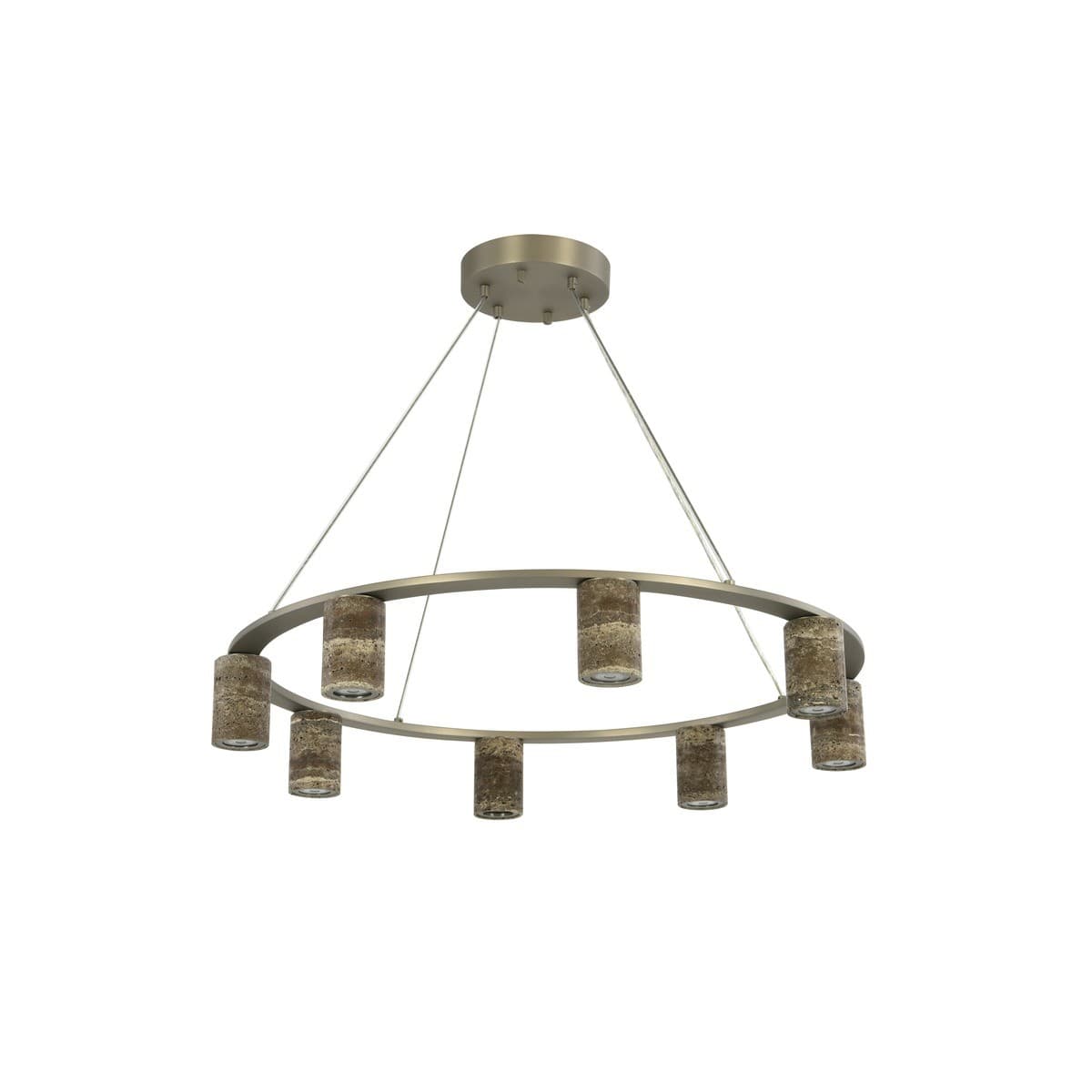 Hartley 8 Light 800mm Round Pendant in Brushed Nickel with Silver Travertine
