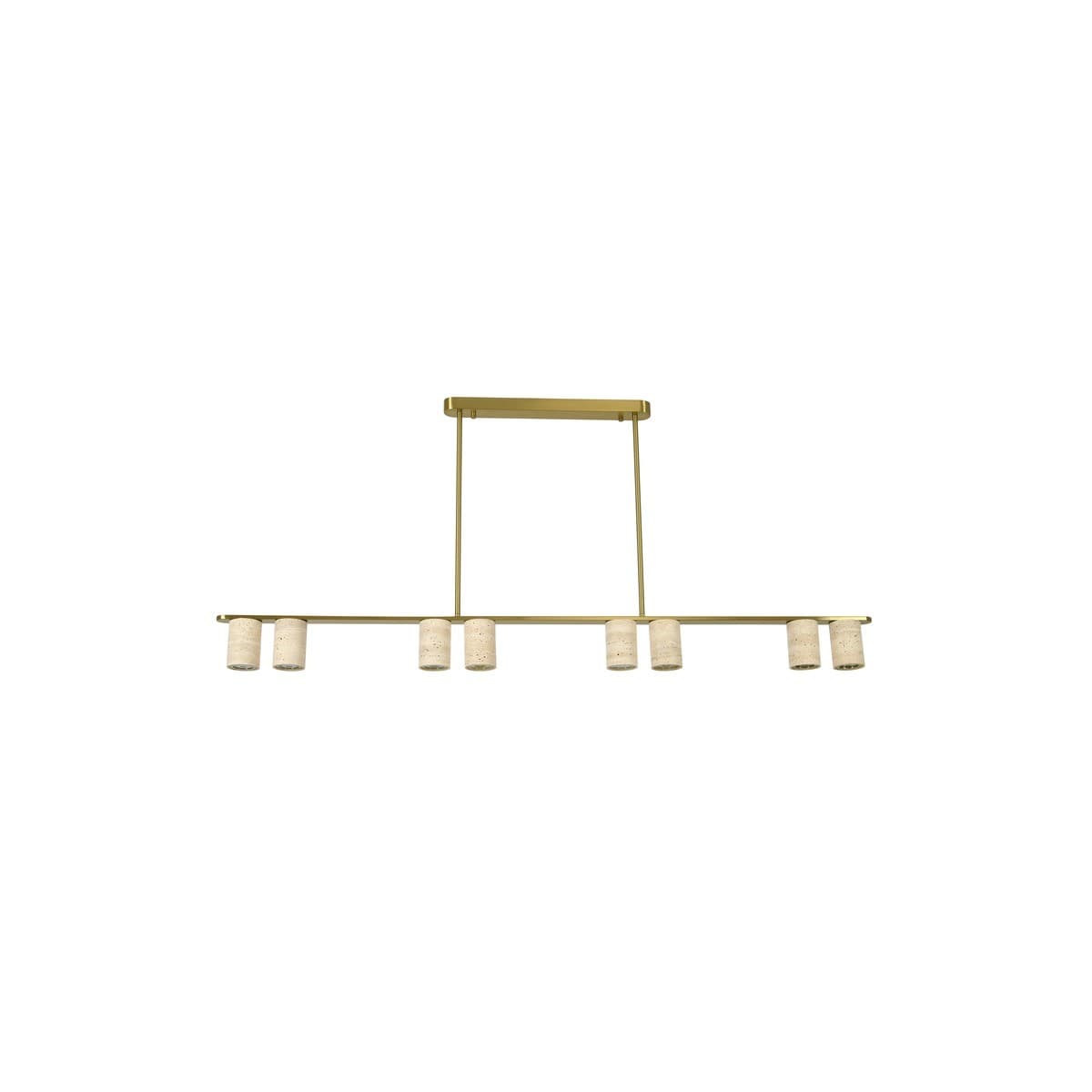 Hartley 8 Light 1.5m Linear Pendant in Aged Brass with Natural Travertine-img-1