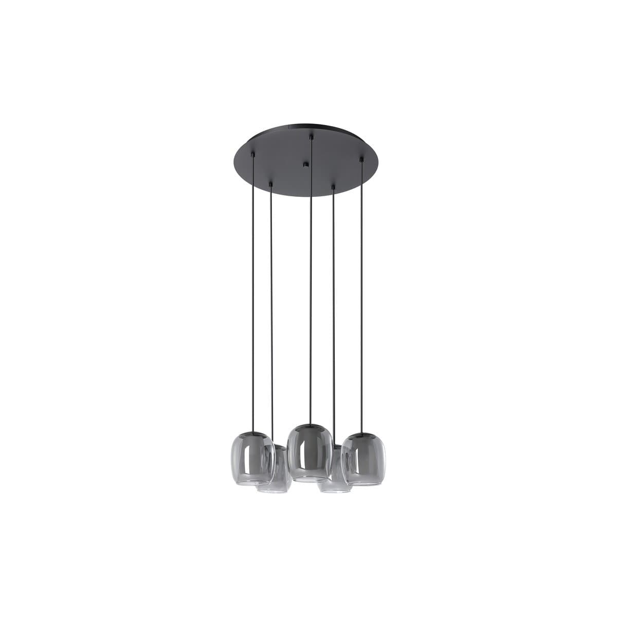 Celeste 5 Light Double Glass Pendant in Black with Smoke and Frosted Glass-img-1