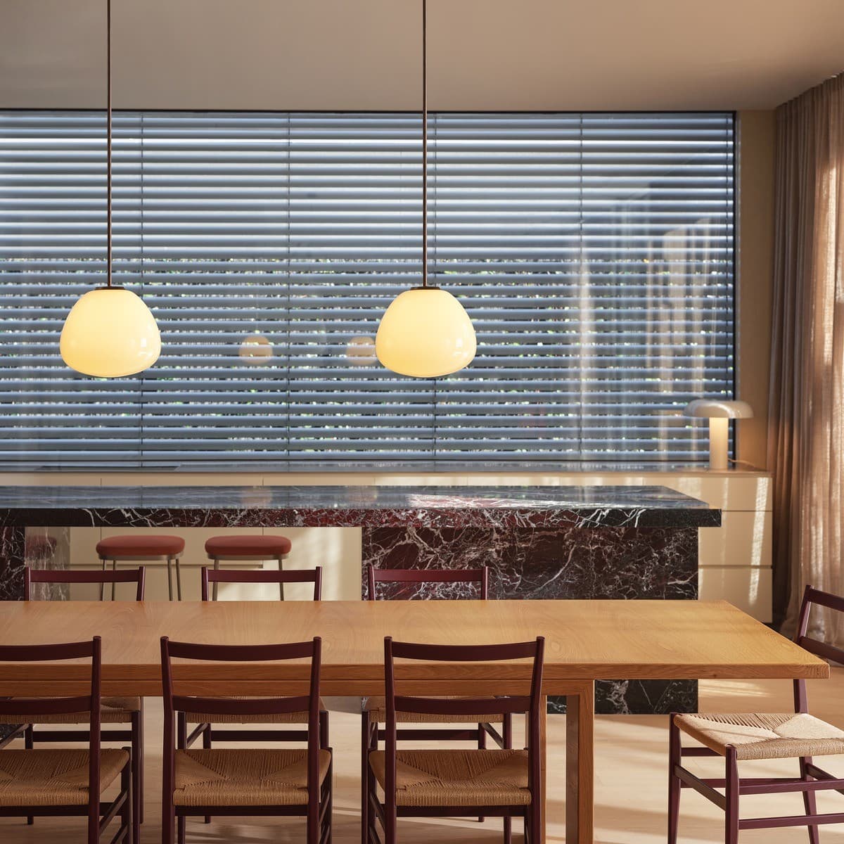 Reve 1 Light Squat Pendant in Bronze with Milk Glass Shade-img-2