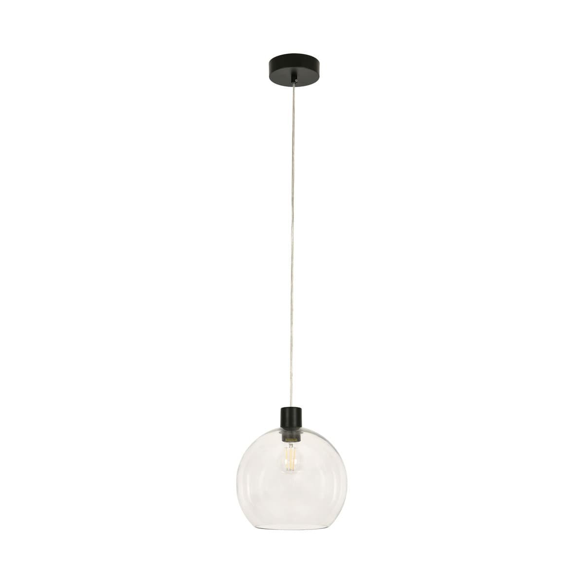 Adam Round Pendant in Black with Clear Glass-img-1
