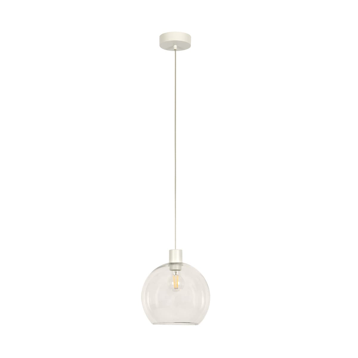 Adam Round Pendant in White with Clear Glass
