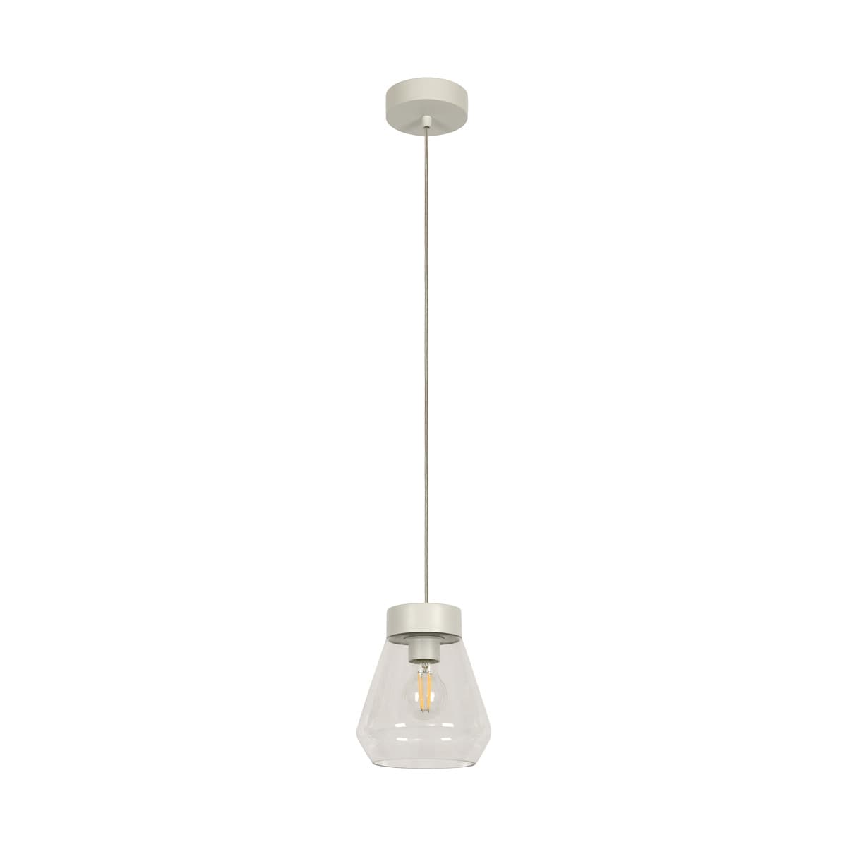 Oxford Diamond Pendant in White with Clear Glass