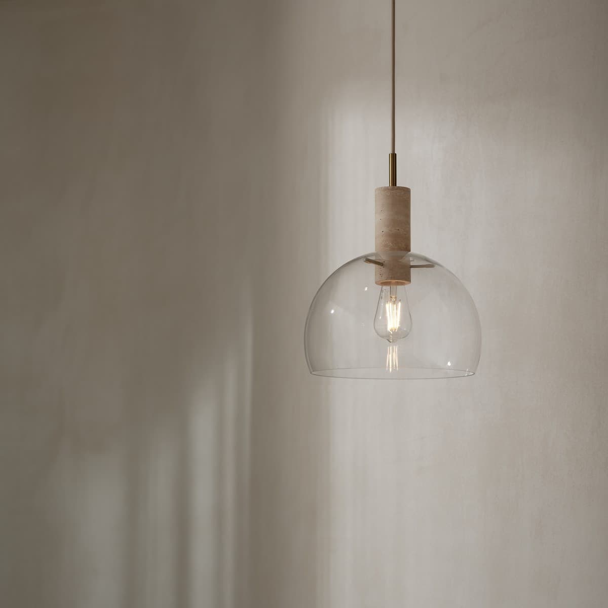 Odelia Pendant in Natural Travertine with Aged Brass and Clear Glass-img-4