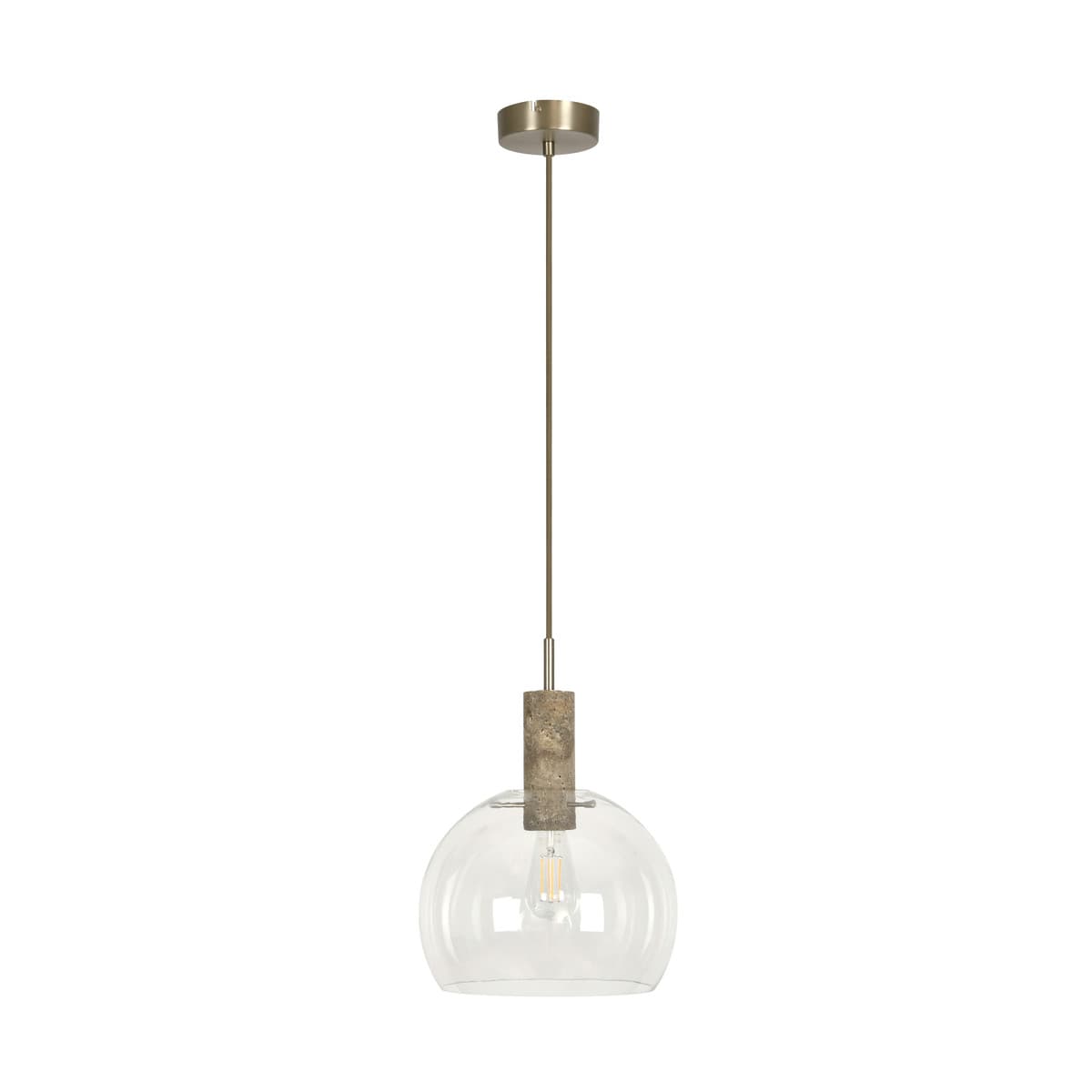 Odelia Pendant in Silver Travertine with Brushed Nickel and Clear Glass-img-1