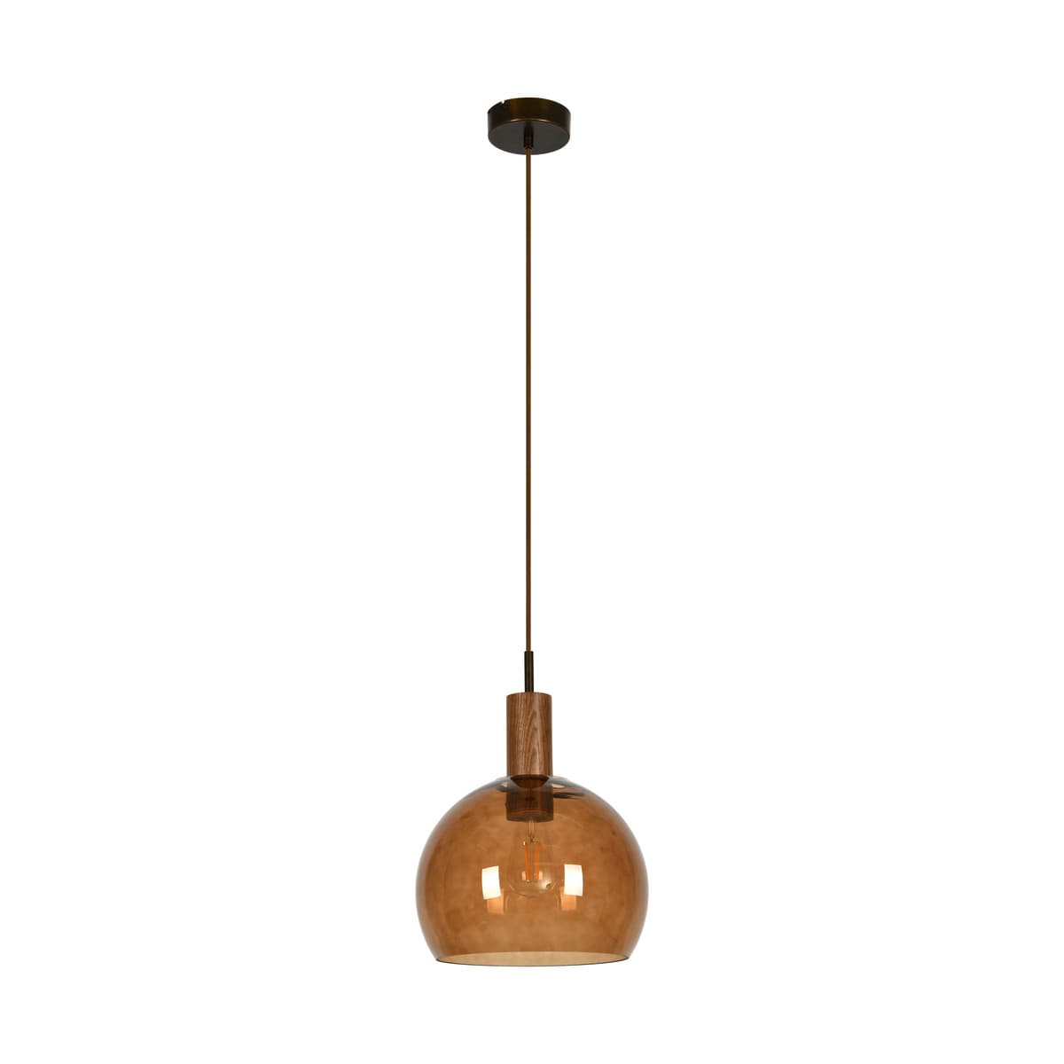 Odelia Pendant in Walnut Timber with Bronze and Sepia Glass-img-1