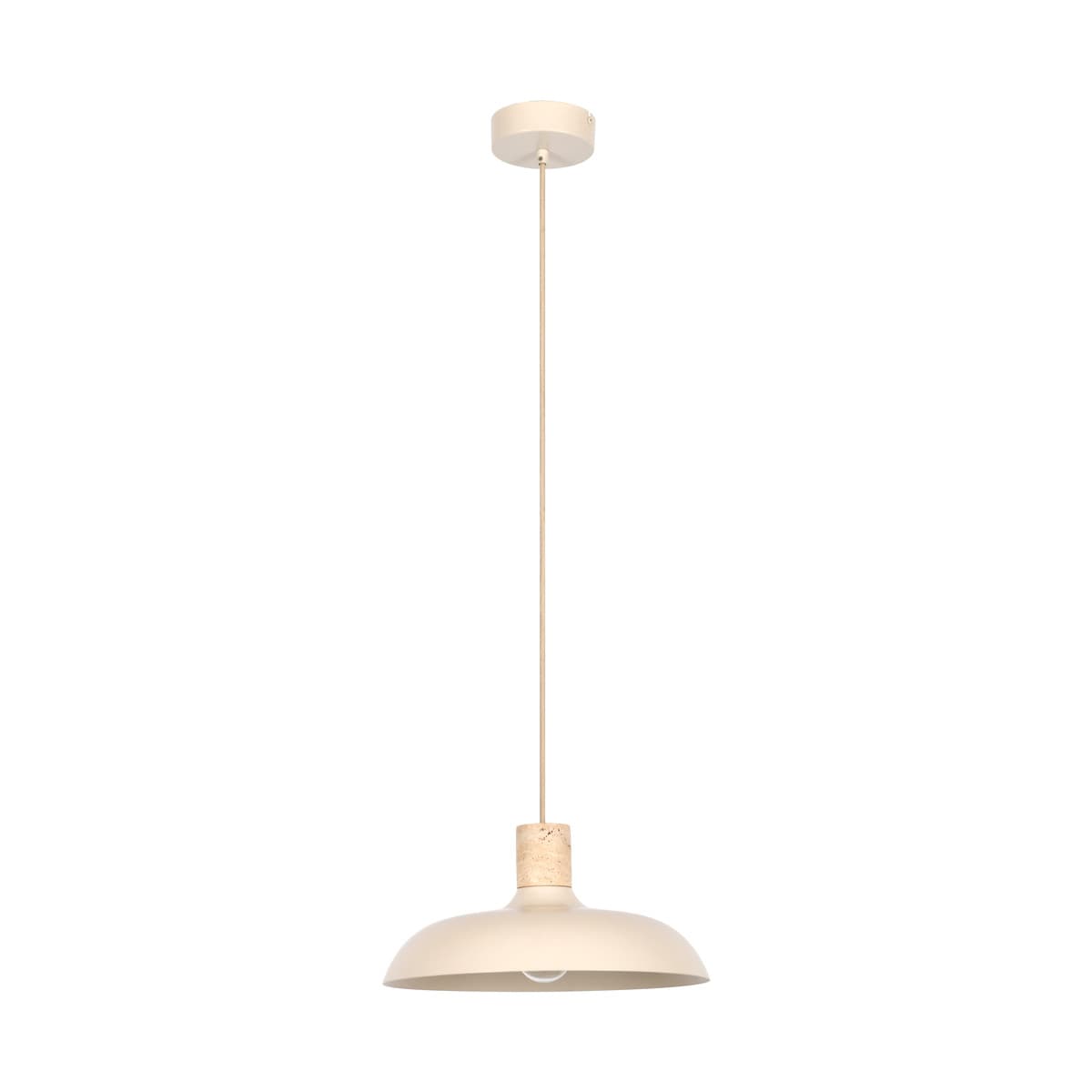 Croft Pendant in Beige with Natural Travertine