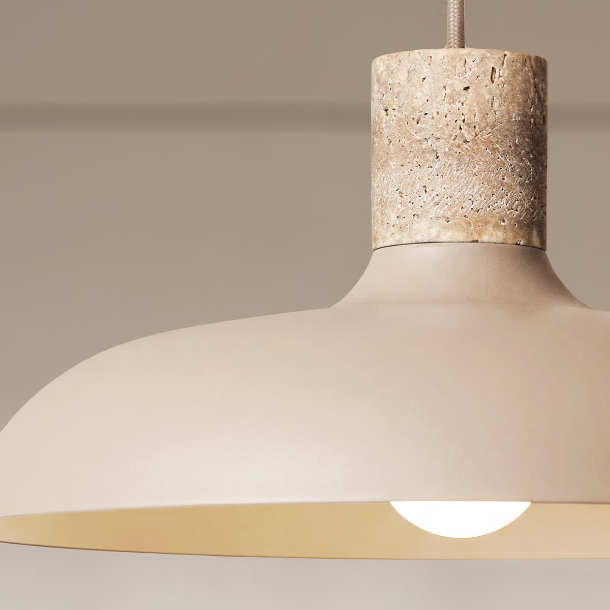 Croft Pendant in Beige with Natural Travertine