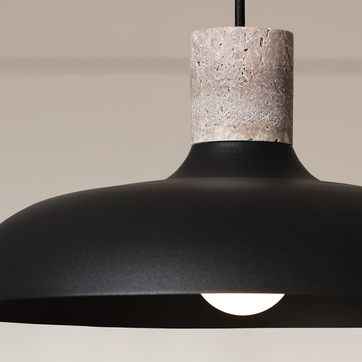 Croft Pendant in Black with Silver Travertine-img-3