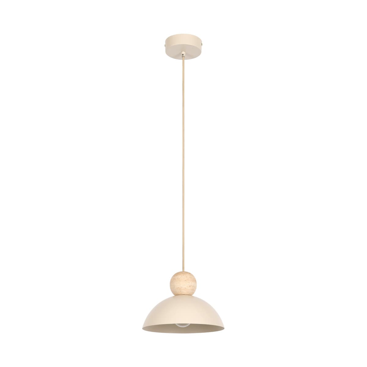 Holland Small Pendant in Beige with Natural Travertine